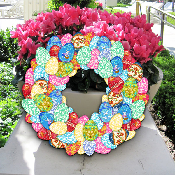 The Holiday Aisle® Easter Egg Wreath Wooden Decorative Holiday Door